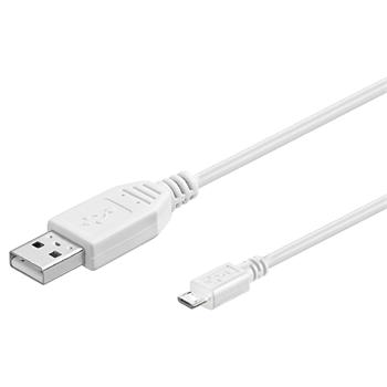 PremiumCord Kabel micro USB 2.0, A-B 2m, bílá