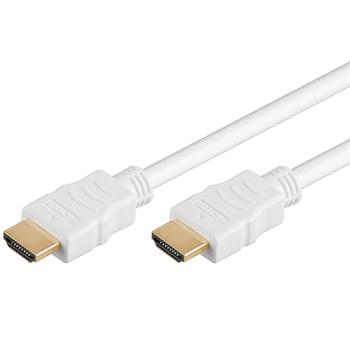 PremiumCord HDMI High Speed + Ethernet kabel, bílý, zlacené konektory, 2m