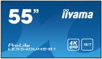55" iiyama LE5540UHS-B1 - AMVA3, 4K UHD, 8ms, 350cd/ m2, 4000:1, 16:9, VGA, HDMI, DVI, USB, RS2