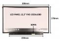LCD PANEL 13, 3" FHD 1920x1080 30PIN MATNÝ / BEZ ÚCHYTŮ