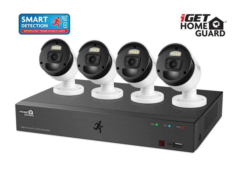 iGET HGDVK84404P - Kamerový FullHD set, SMART detekce, 8CH DVR + 4xFHD 1080p kamera, Win/ Mac/ Andr/